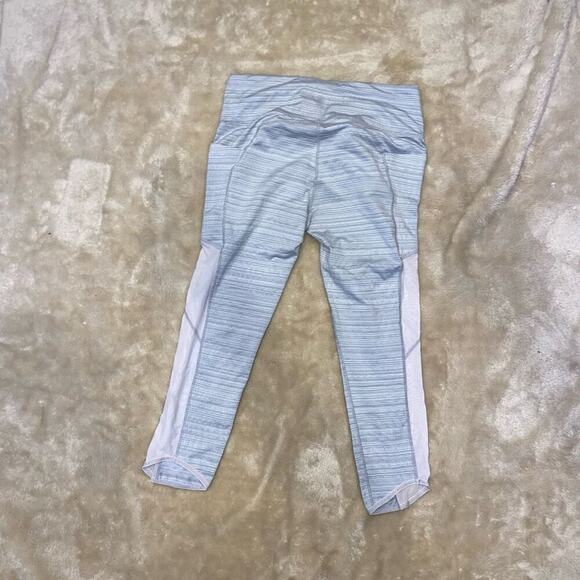 Athleta Cropped Gray and Mesh Leggings | Sz L - Picture 4 of 4